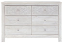 Paxberry - Six Drawer Dresser - Medallion Drawer Pulls - Whitewash