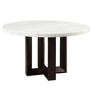 Edwyn - Round Dining Table - White Natural Marble Top & Espresso