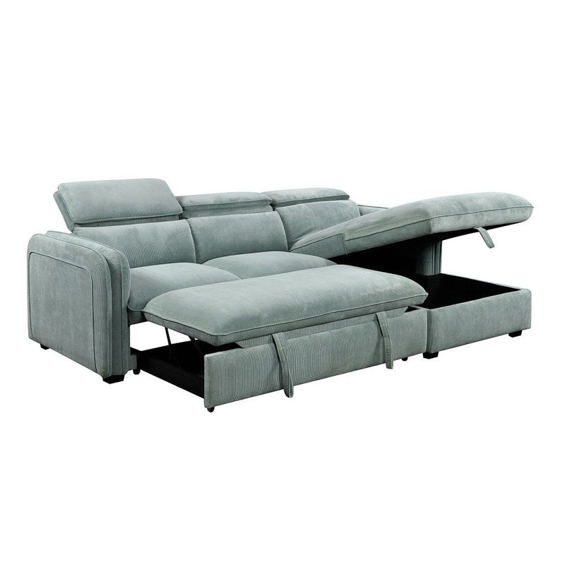 Zavala - Sectional Sofa With Sleeper & Storage - Light Green