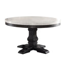 Nolan - Round Dining Table - White Marble Top & Salvage Dark Oak