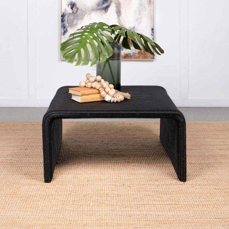 Cahya - Woven Rattan Square Coffee Table - Black