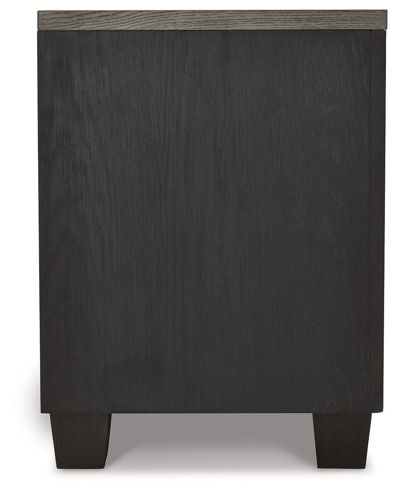 Foyland - Black / Brown - Two Drawer Night Stand