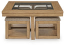 Wittenmyer - Cocktail Table With 4 Stools (Set of 5) - Natural / Black