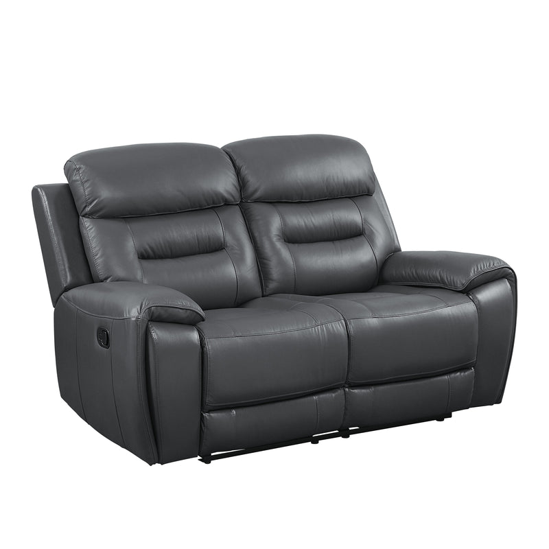 Lamruil - Loveseat - Gray Top Grain Leather