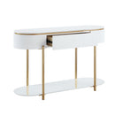 Daveigh - Sofa Table - White High Gloss & Gold