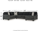 Hollyview - 3-Piece Sectional With Raf Corner Chaise - Shadow