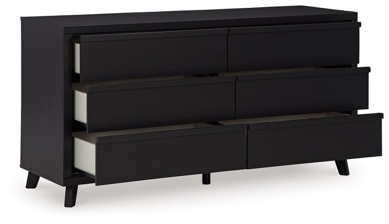 Danziar - Black - Six Drawer Dresser