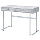 Tigress - Writing Desk - White Printed Faux Marble Top & Chrome