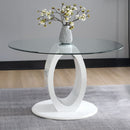 Larry - Glass Top Round Dining Table - White High Gloss