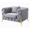 Jelanea - Chair With Pillow - Gray Velvet & Gold