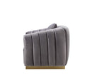 Elchanon - Loveseat With 2 Pillows - Gray Velvet & Gold