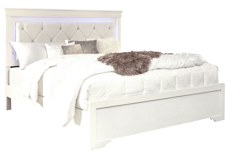 Pompei - Full Bed With LED - Metallic White