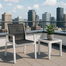 Nizuc - Outdoor Patio Dining Arm Chair With White Frame And Gray Arms (Set of 2)