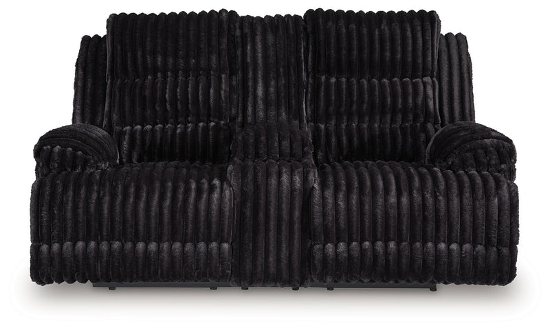 Rhine Falls - Onyx - Double Reclining Power Loveseat With Console