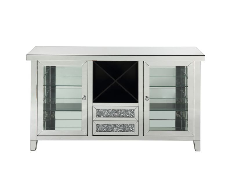 Noralie - Wine Cabinet - Mirrored & Faux Diamonds - 36"