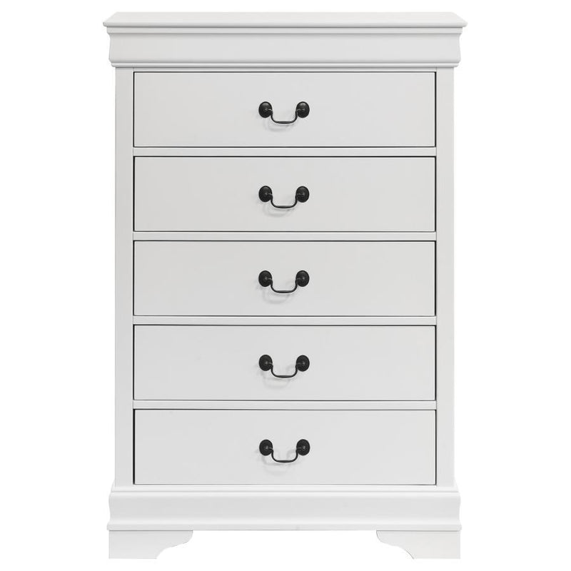 Louis Philippe - 5 Drawers Bedroom Chest - White