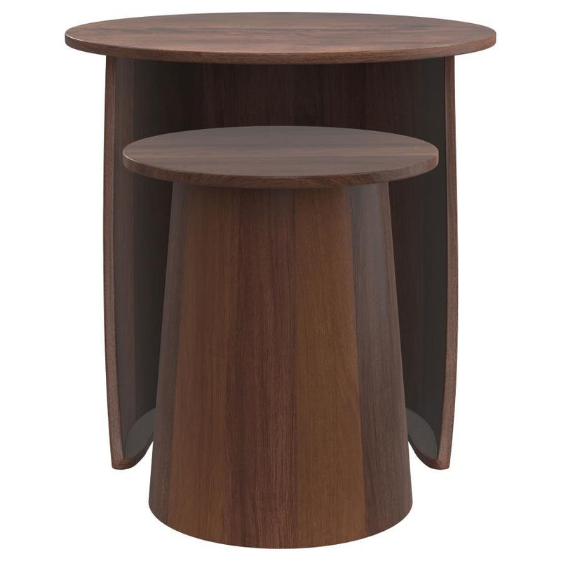 Yency - 2-Piece Round - Mango Wood Nesting Table Set - Dark Brown