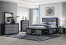 Madison / Emma - 4 Piece Full Bedroom Set (Full Bed, Dresser, Mirror And Chest) - Black / Dark Gray