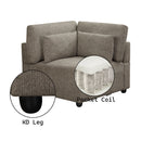 Rylie - Modular Wedge With 3 Pillows - Brown Linen