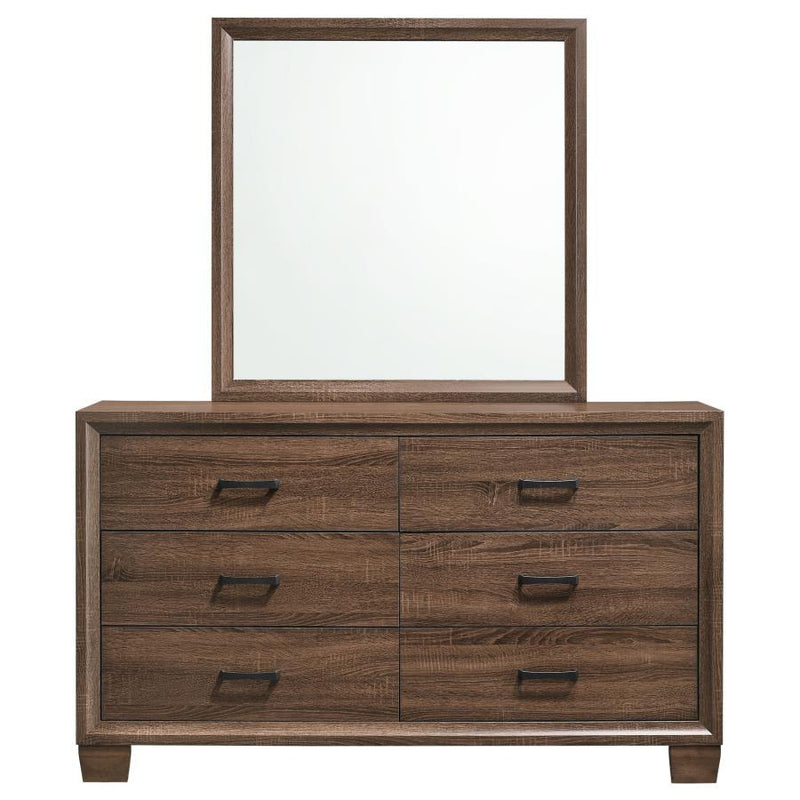 Brandon - 6-Drawer Dresser With Mirror - Medium Warm Brown