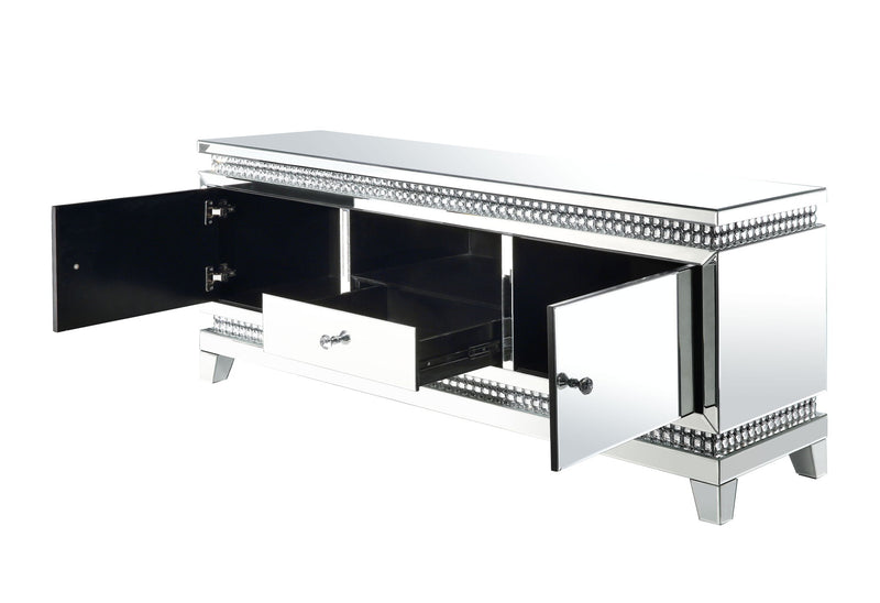 Lotus - TV Stand - Mirrored, Faux Ice Cube Crystals