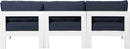 Nizuc - Outdoor Patio 3 Seat Armless Modular Sofa With White Frame