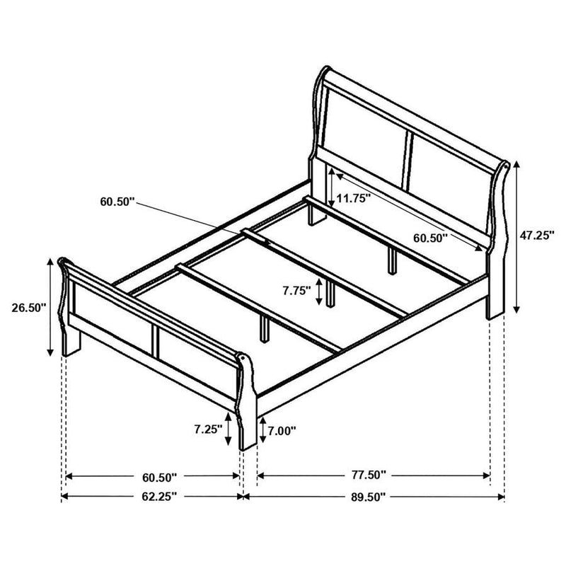 Louis Philippe - Panel Sleigh Bed