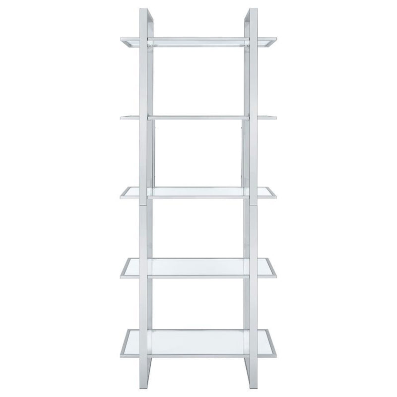 Hartford - 5-Shelf Glass Bookshelf - Chrome