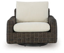 Kimora - Swivel Glider Lounge With Cushion - Beige / Dark Brown