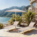 Fiji - Aluminum Patio Umbrella With Round Teak And White Base