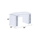 Noralie - Vanity Stool - Synthetic Leather , Mirrored & Faux Diamonds