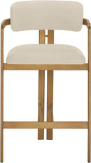 Aurum - Vegan Leather Upholstered Counter Stool With Brushed Brass Base