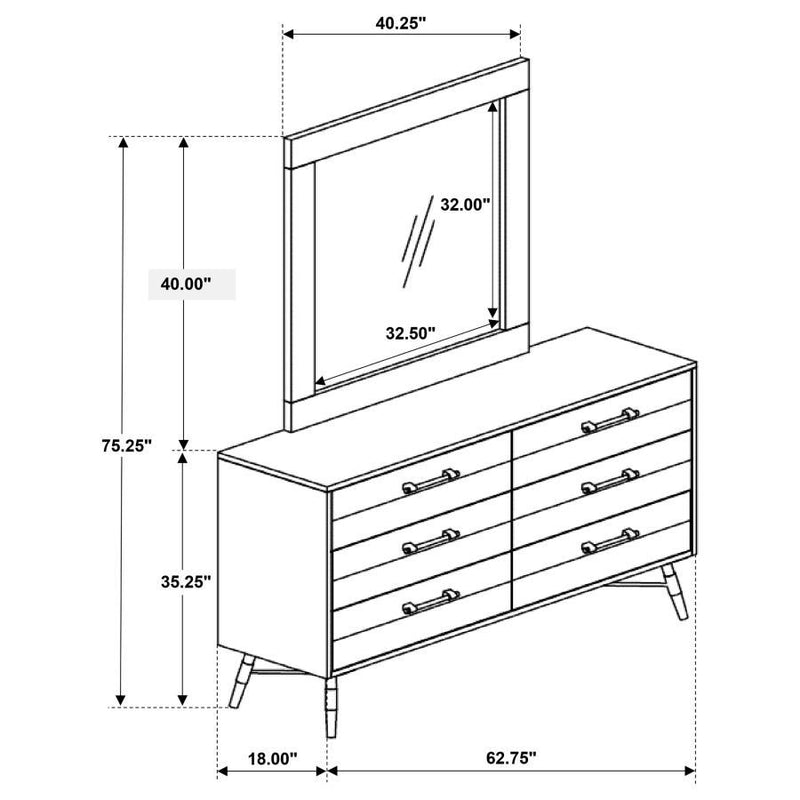 Marlow - 6-Drawer Dresser With Mirror - Rough Sawn Multi