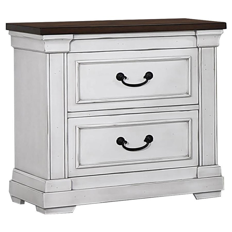 Hillcrest - 2-Drawer Nightstand - Dark Rum And White