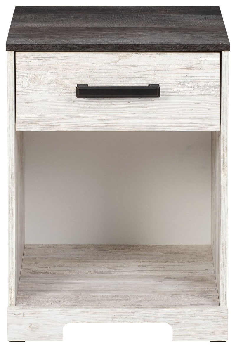 Shawburn - White / Black / Gray - One Drawer Night Stand - Open Cubby