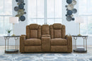 Wolfridge - Power Reclining Loveseat With Console /Adj Hdrst - Brindle