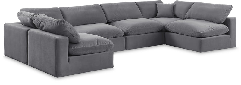 Comfy - 6 Piece Velvet Modular Armless Sectional