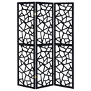 Nailan - 3-Panel Room Divider Folding Screen Open Mosaic - Black
