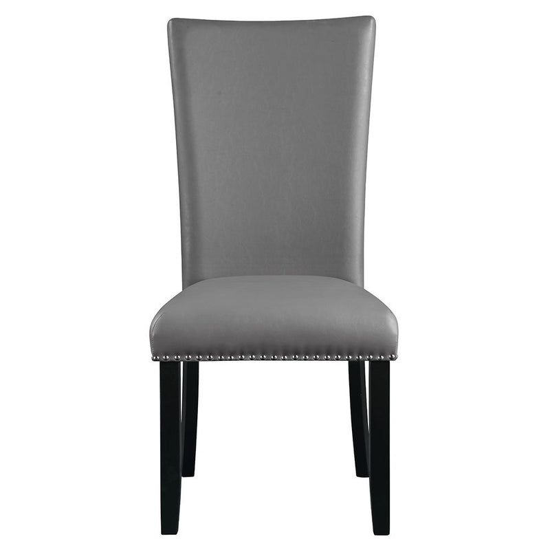 Caralin - Side Chair (Set of 2) - Gray Synthetic Leather & Black Finish