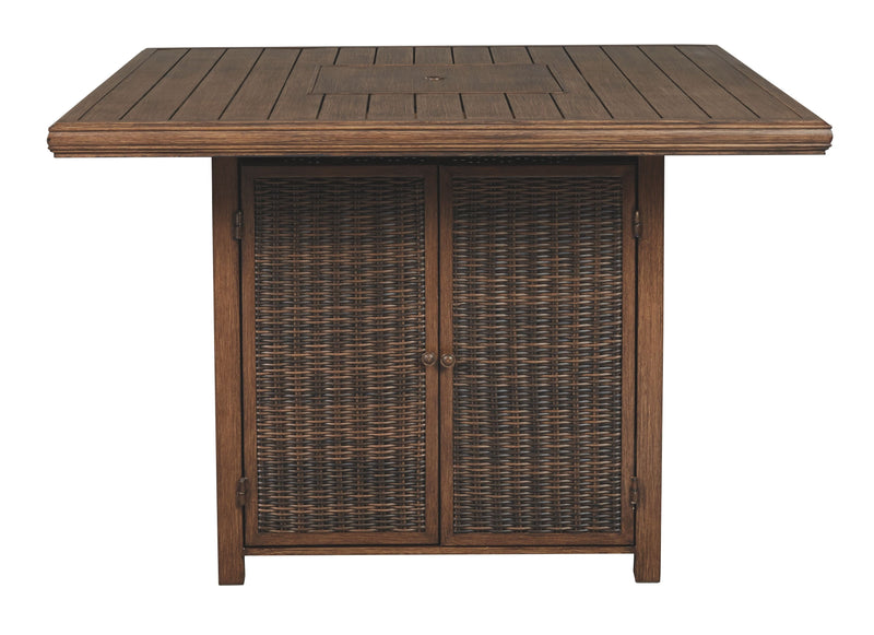 Paradise - Medium Brown - Square Bar Table W/Fire Pit