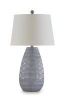 Kaidins - Ceramic Table Lamp - White / Blue