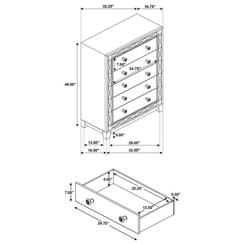 Leighton - 5-Drawer Chest - Metallic Mercury