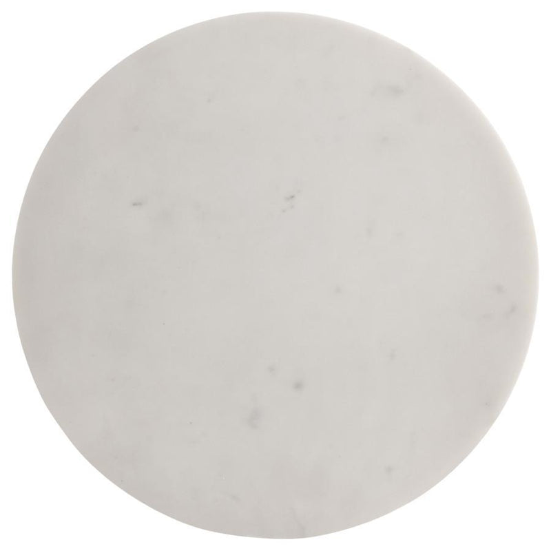 Colette - Round Marble Top Side Table - White And Dark Gray