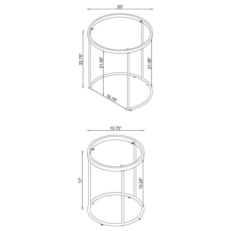 Maylin - 2 Piece Round Glass Top Nesting Table Set - Gold