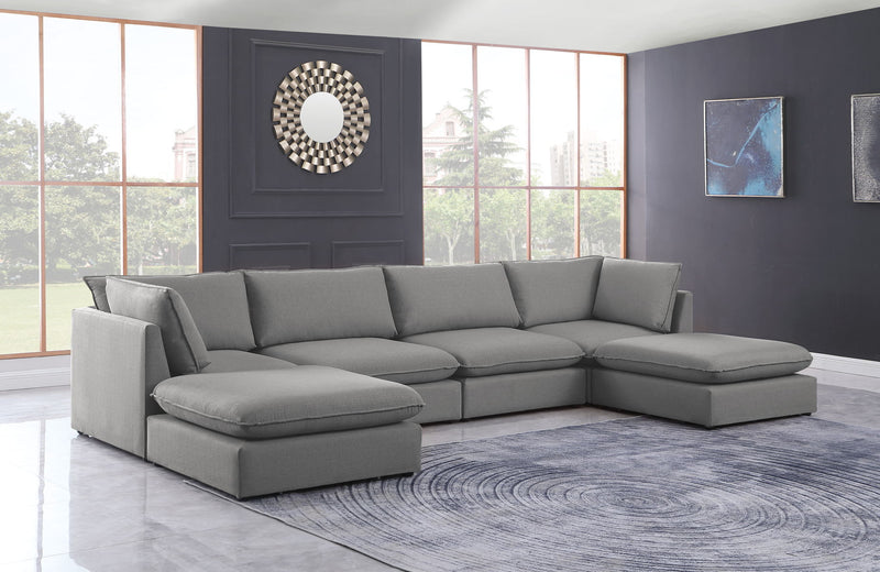 Mackenzie - Modular Sectional 6 Piece - Gray - Fabric - Modern & Contemporary