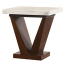 Forbes - End Table - White Marble Top & Walnut