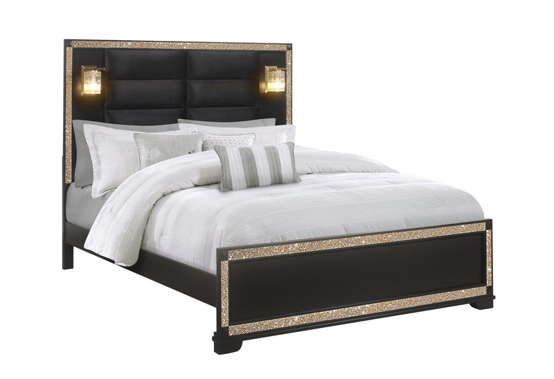 Blake - King Bed With Lamps - Black