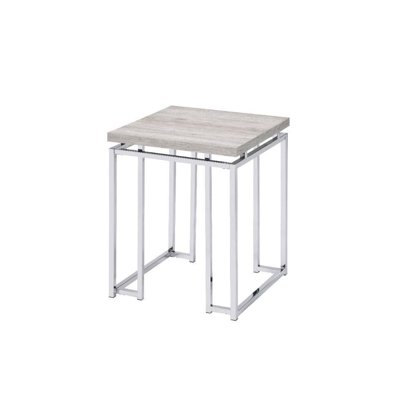 Chafik - End Table - Natural Oak & Chrome