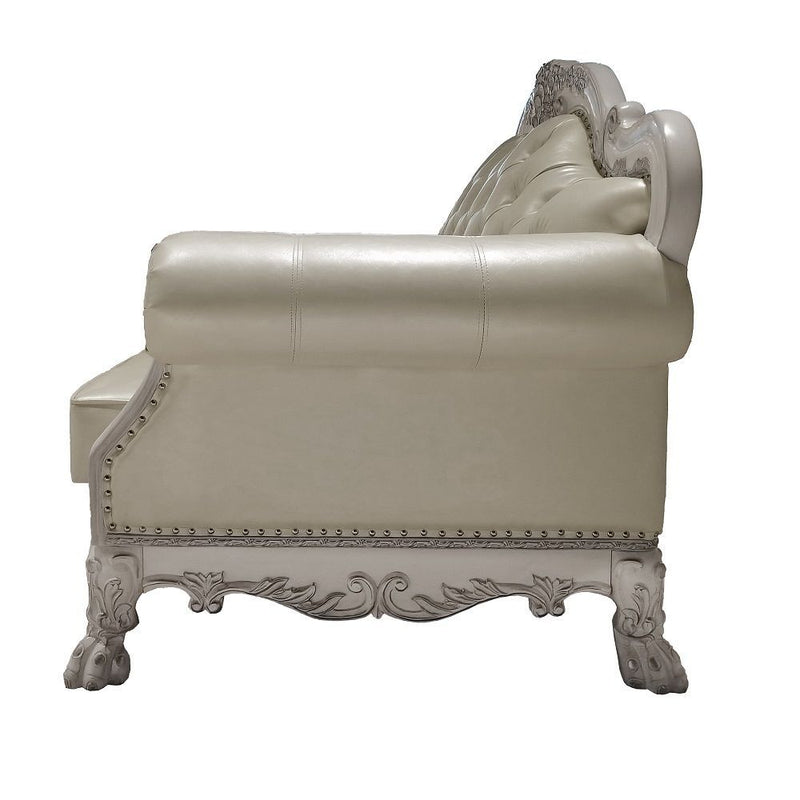 Dresden Loveseat - PU & Bone White Finish