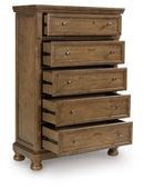 Feddinger - Five Drawer Chest - Medium Brown